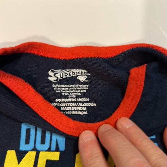 GENTLY USED BABY ONESIE DON’T MAKE ME CALL SUPERMAN SIZE 6-9 months - Picture 8 of 9